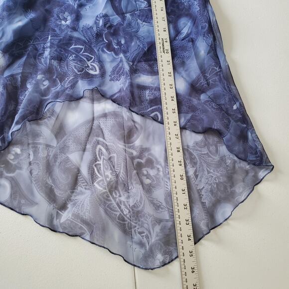 Y2K Whimsy Skirt Womens Medium Blue Sheer Handkerchief Hem Floral Paisley USA - Picture 5 of 9